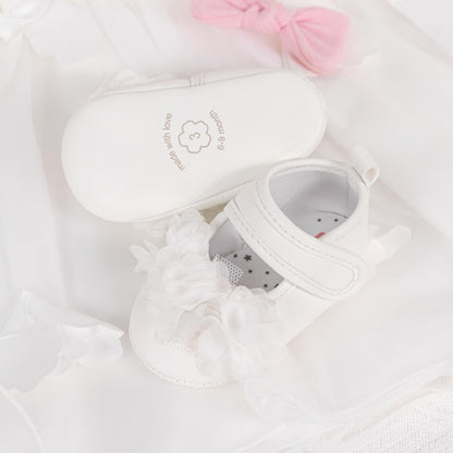 Meckior Newborn Baby Girls Dress Shoes Infant Bowknot Soft Sole Mary Jane Moccasins Baptism Christening Crib Shoes Wedding Princess Flats