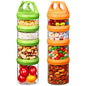 SELEWARE Portable Stackable Food Storage Containers for Snacks Formula Powder and Drinks Twist Lock System Airtight Leak-proof BPA and Phthalate Free 4 Piece Jars 31oz Blue