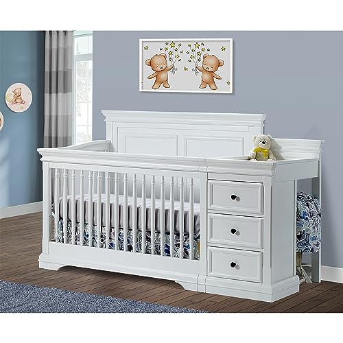 Sorelle Furniture Portofino Crib,Classic 4-In-1 Convertible Crib,Brushed Ivory Crib Made of Wood,Non-Toxic Finish, Wooden Baby Bed,Toddler Bed,Child’s Daybed and Full-Size Bed-Ivory