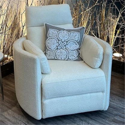 Pemberly Row Contemporary Fabric Swivel Glider Recliner in Ivory