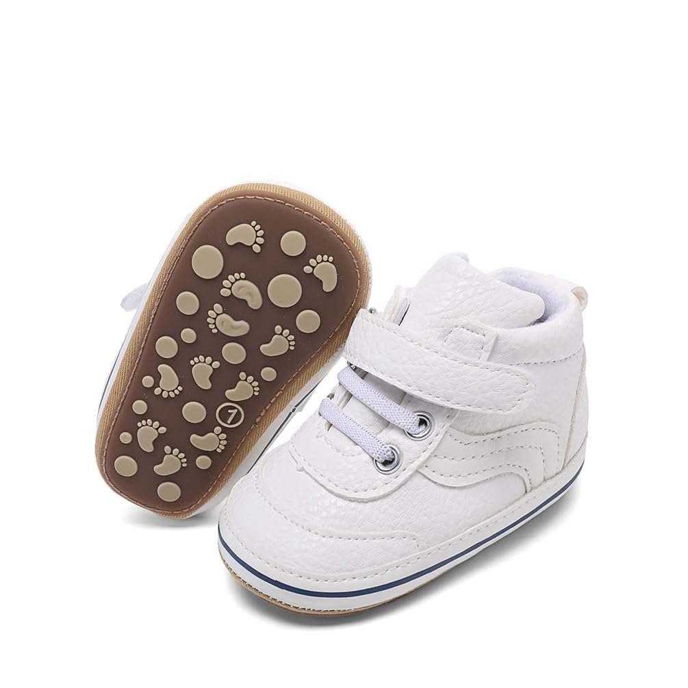 Clowora Baby Boys Girls Shoes Non-Slip Rubber Sole Sneakers Infant First Walking Toddler Crib Shoes Newborn Loafers Flats.
