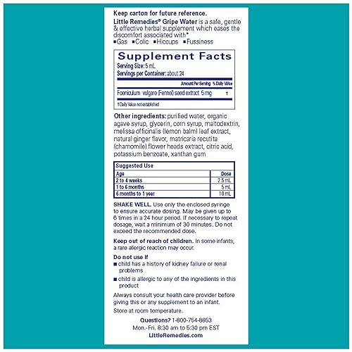 Little Remedies Gripe Water for Babies, Colic and Baby Gas Relief for Newborns, 4 Fl Oz, 3 Pack