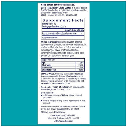 Little Remedies Gripe Water for Babies, Colic and Baby Gas Relief for Newborns, 4 Fl Oz, 3 Pack