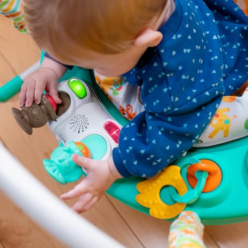 Bright Starts Bounce Bounce Baby 2-in-1 Activity Center Jumper & Table - Playful Pond (Green), 6 Months+