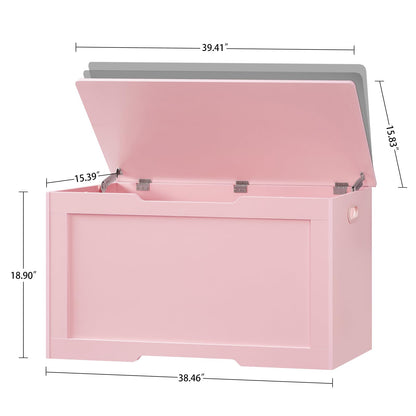 usikey 39.4” Storage Chest, Toy Box with 2 Safety Hinges, Toy Chest, Storage Bench for Bedroom, Supports 220 lb, for Living Room, Entryway, Pink