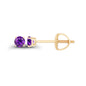 14K Gold Plated 925 Sterling Silver Hypoallergenic 3mm Round Genuine Birthstone Solitaire Screwback Stud Earrings