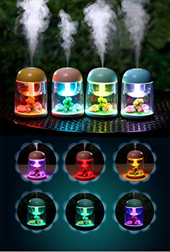 Micro Landscape Humidifier with Changing Led Light,Adjustable Mist Mode, Waterless Auto Shut-off,for Bedroom,Office,Car (pink)