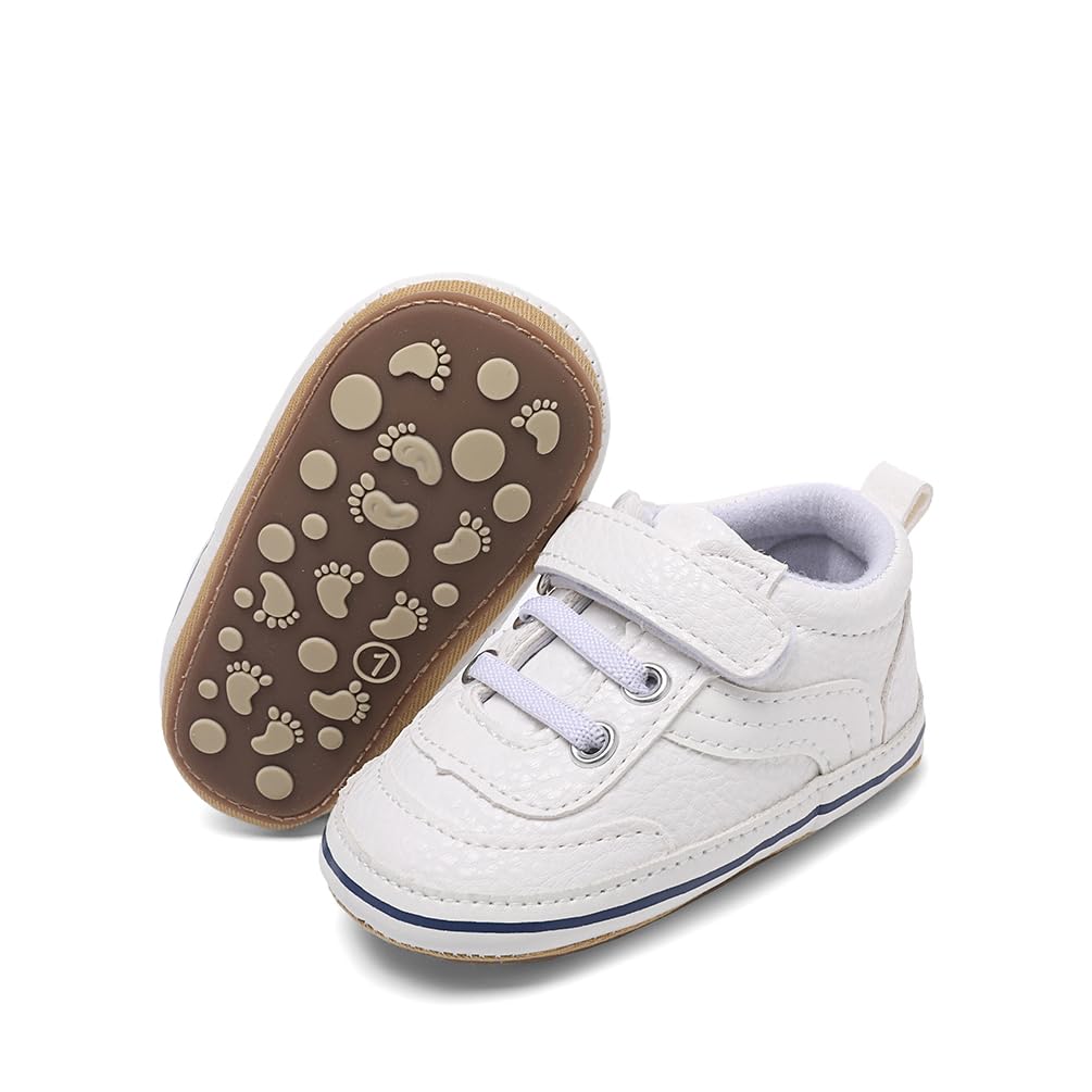 Clowora Baby Boys Girls Shoes Non-Slip Rubber Sole Sneakers Infant First Walking Toddler Crib Shoes Newborn Loafers Flats.