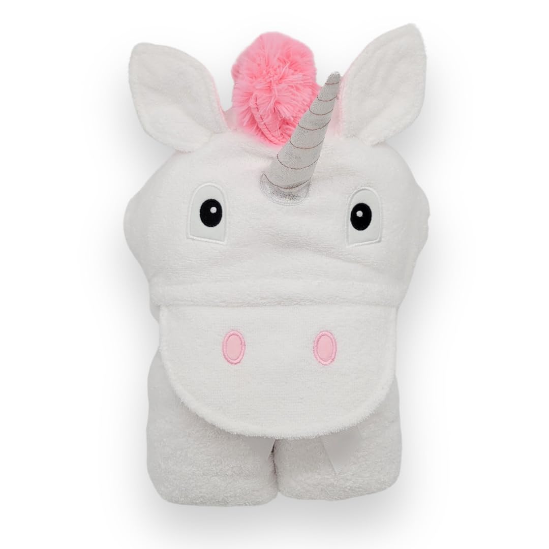 Hooded Baby Towel for Kids 2-8 | Large 100% Cotton Baby Towel for Girls | Cute Flower Bath Towels for Babies and Toddlers with Pink Petals
