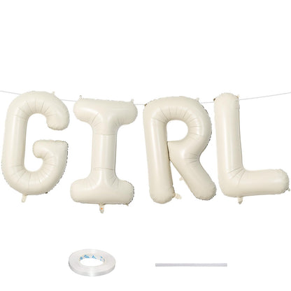 40 Inch Beige OH BABY Balloon for Baby Shower, Large Cream White Oh Baby Balloons Letters with Ribbon, Neutral Ivory Alphabet Oh Baby Balloon Banner Sign for Gender Reveal Backdrop Party Decorations