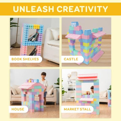 Giant Plastic Blocks Jumbo, Big Blocks, Jumbo Blocks, Big Building Blocks Jumbo, Giant Blocks, Huge Blocks, Jumbo Building Blocks, 86 Pieces Large Blocks for Kids Ages 1 to 8 86 pcs blocks with wheels