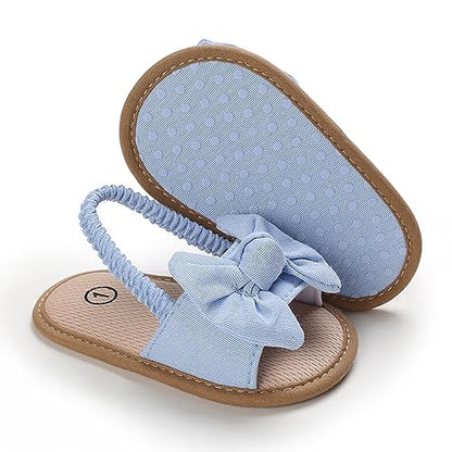 Baby Girls Bow Knot Sandals Flat Non-Slip Patchwork Princess Shoes Infant First Walking Slipper Shoes Beach Sandals