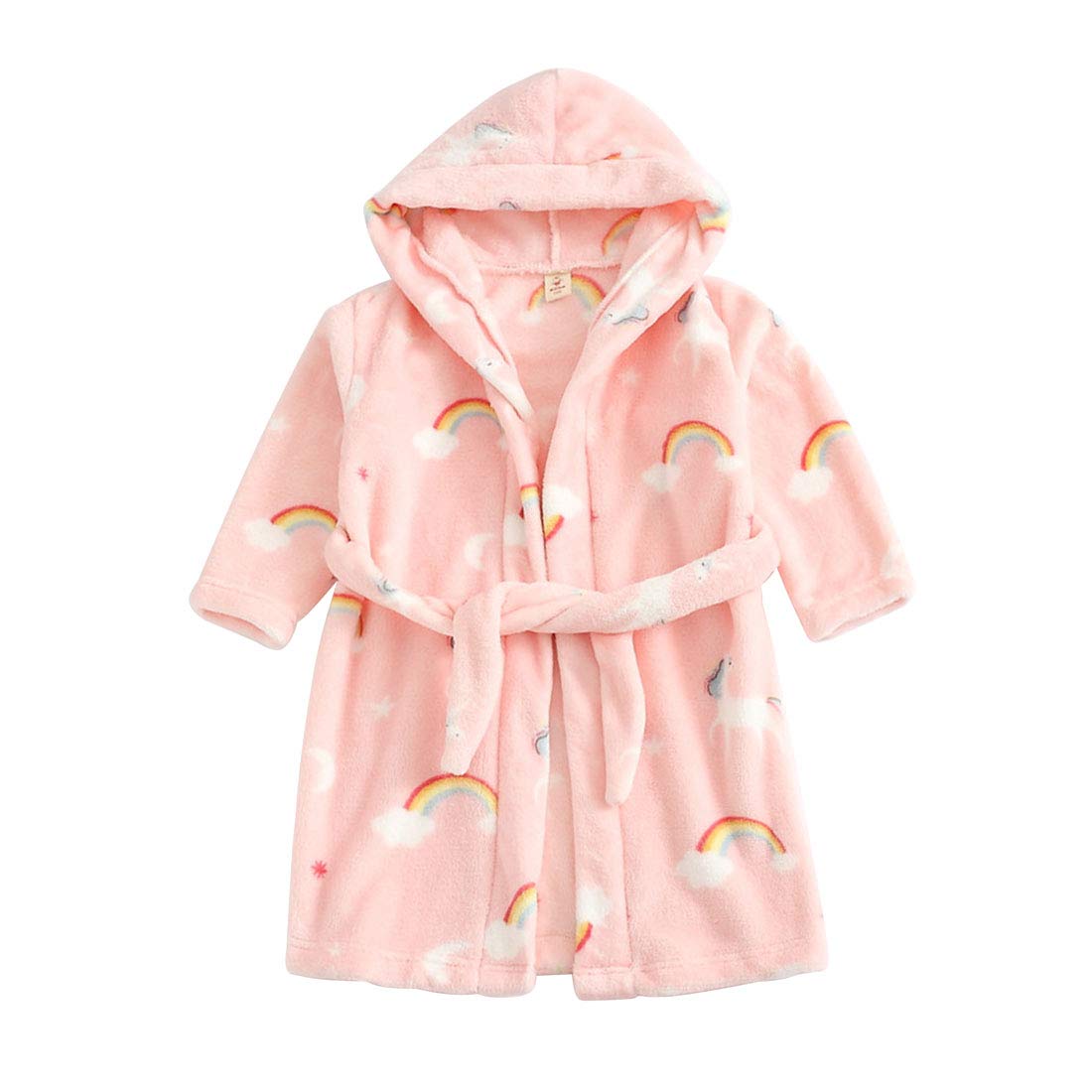 Toddlers Kids Hooded Robe Boys Girls Soft Flannel Bathrobes Pajamas Plush Robe
