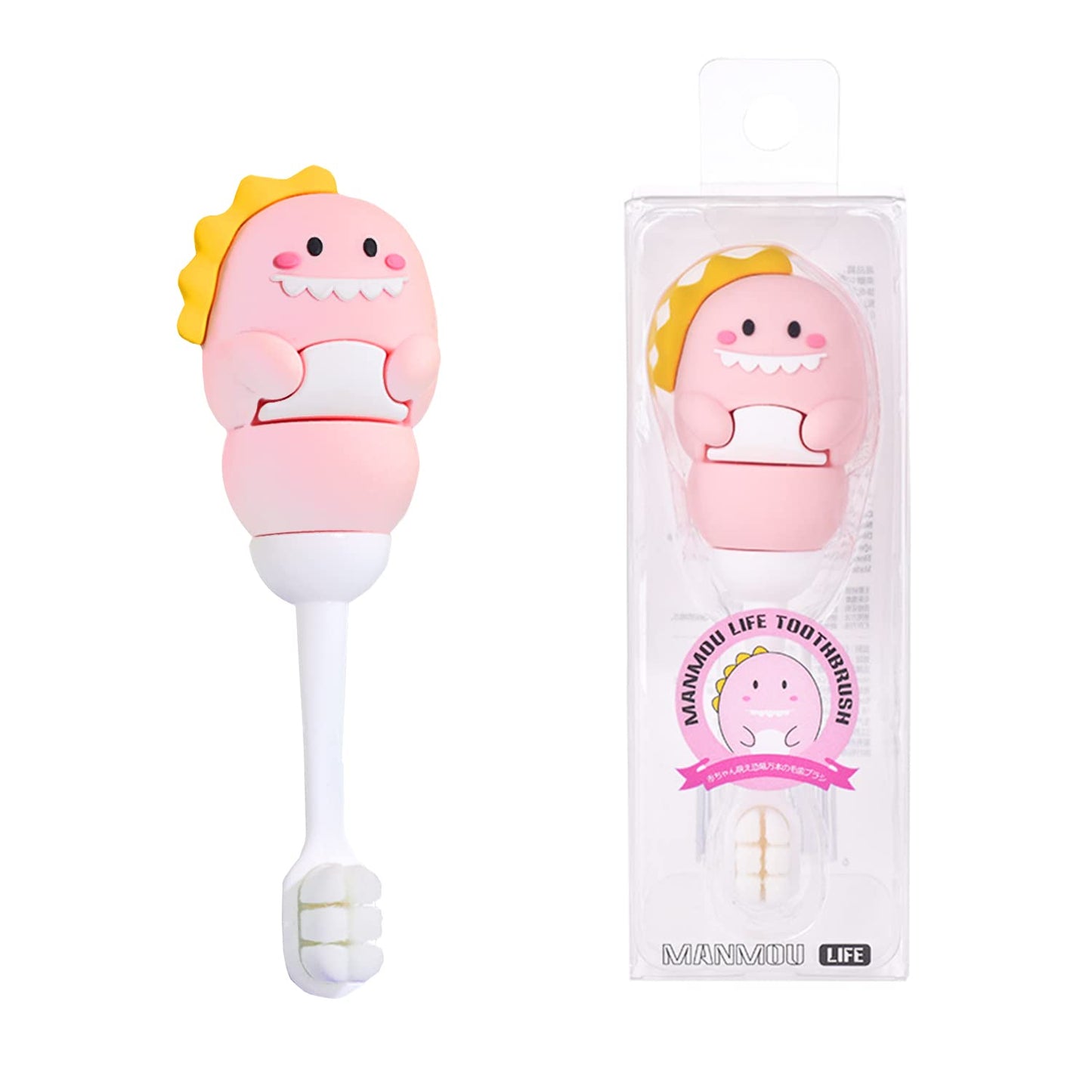 Toddler Toothbrush with Tongue Cleaner, Extra Soft Bristles for Kids 1-6，BPA-Free Baby Toothbrush with Ergonomic Grip & Non-Slip Handle， Kid Toothbrush for Gentle Care & Safe Brushing (Pink, 1 Count)