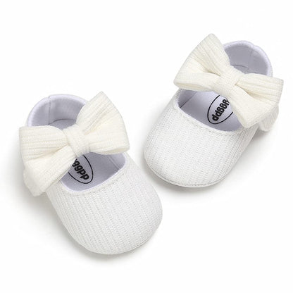 Baby Girls Mary Jane Flats with Bowknot Flowers Soft Newborn Infant First Walkers Crib Shoes Wedding Party Christmas Dress Shoes