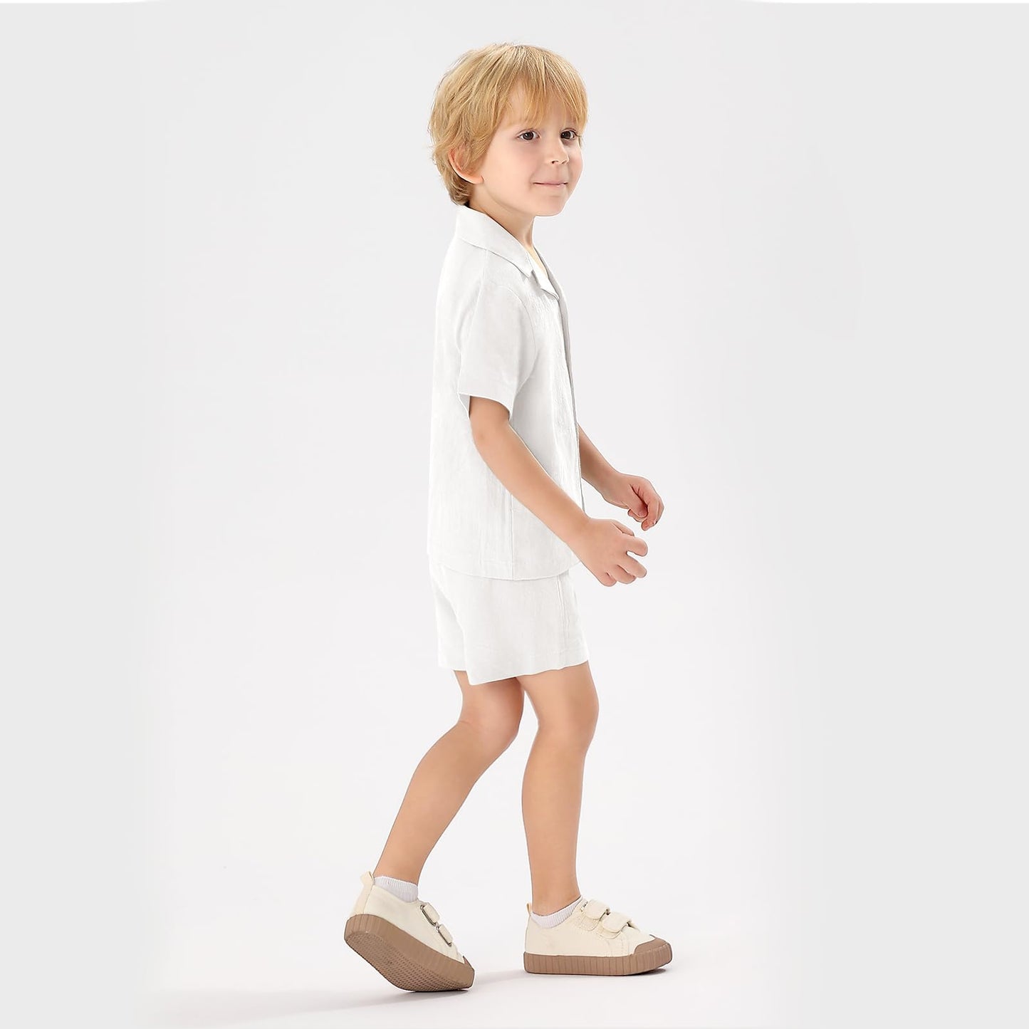 XMWEALTHY Toddler Baby Boy Summer Clothes Color Block Short Sleeve Button-down Shirt Tops + Cotton Pants Outfit Set
