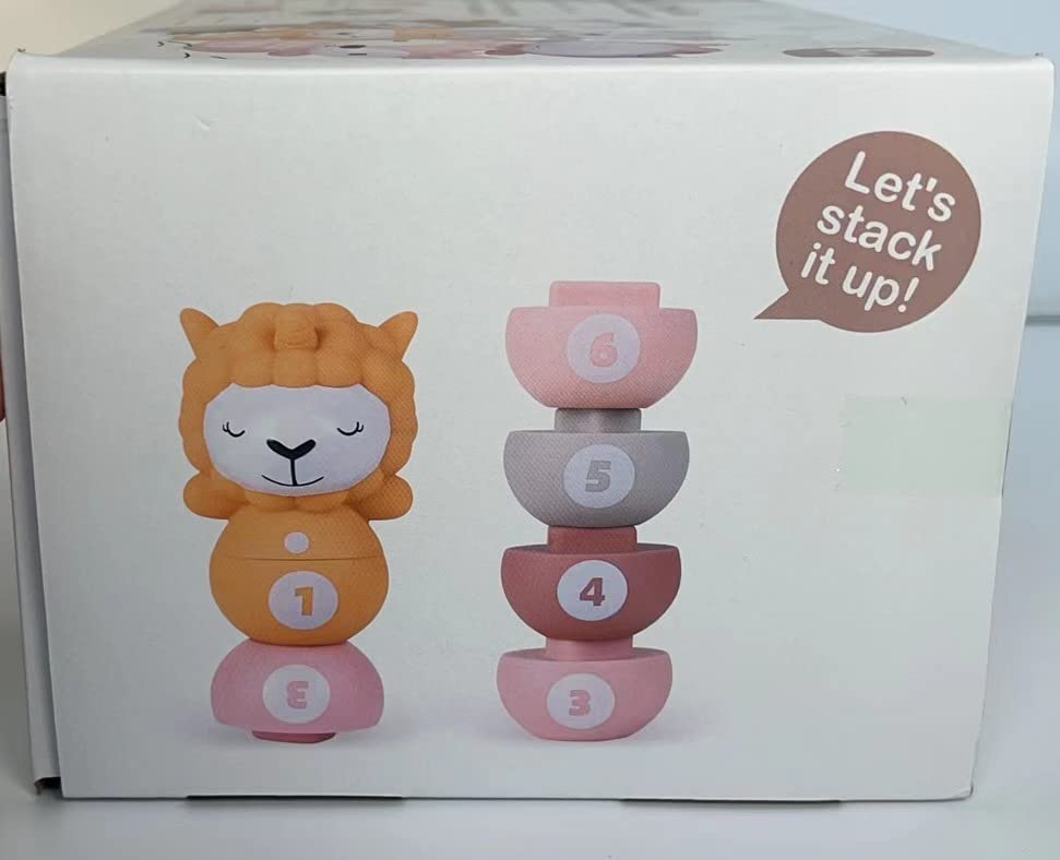 Nueplay 13 Pcs Building Circle & Blocks, Stacking & Nesting Baby Toys with Horse Figure, Newborn Essentials Squeeze Teething Toy Gifts for 6 12 18 Months Baby Toddler Girls