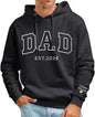 GODMERCH Personalized Embroidered Dad Est Hoodie with Kid Names on Sleeve, Dad Sweatshirt Hoodie for Men, Gifts for Dad Daddy Husband Grandpa Fathers Day Christmas