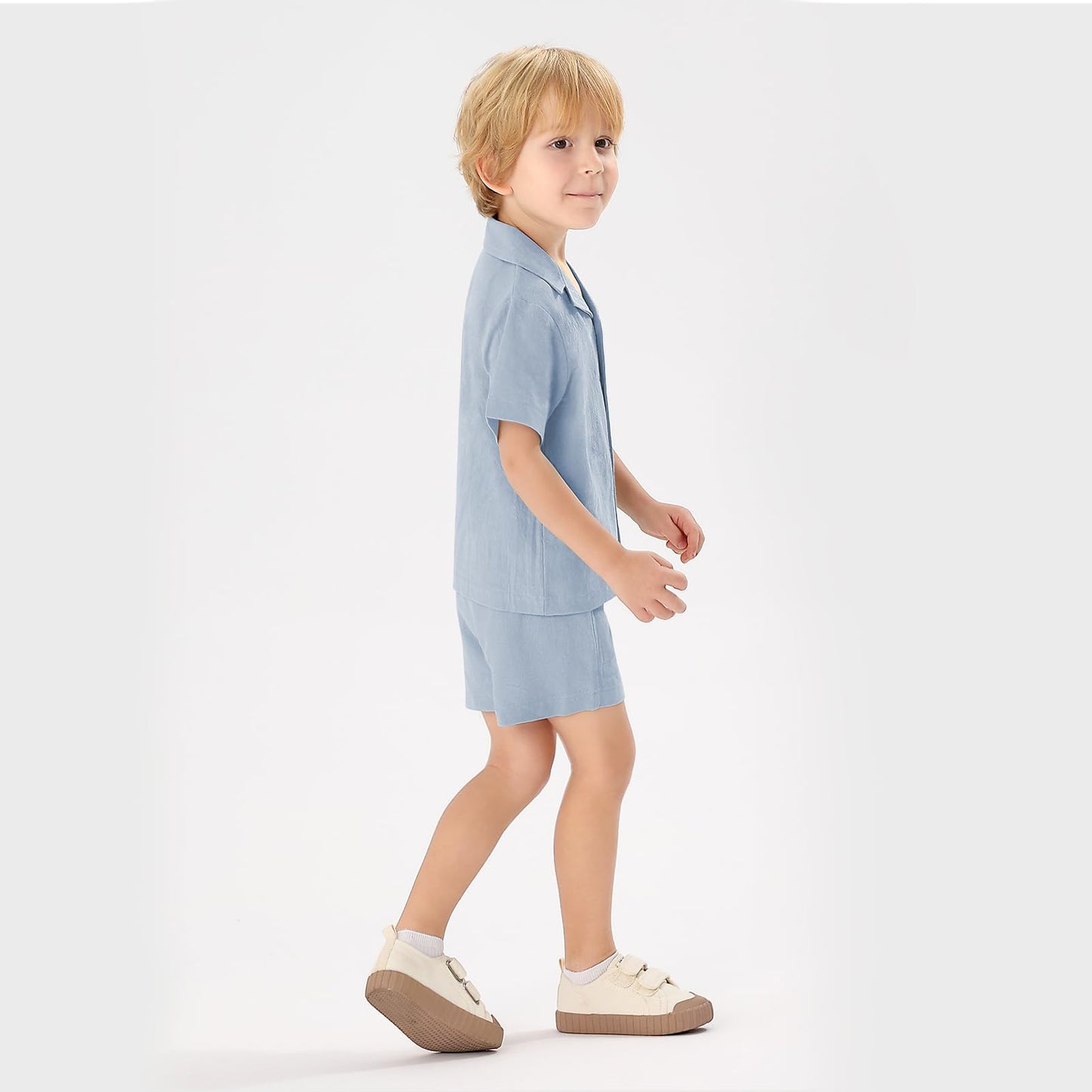 XMWEALTHY Toddler Baby Boy Summer Clothes Color Block Short Sleeve Button-down Shirt Tops + Cotton Pants Outfit Set