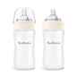 Yooforea Silicone Coated Glass Baby Bottle, 0M+ Slow Flow Nipple I Anti-Colic, Wide Neck, Stable Base I Medical-Grade Silicone Coating for Shatter Protection, BPA BPS PVC Free (3 Ounce-Honey)