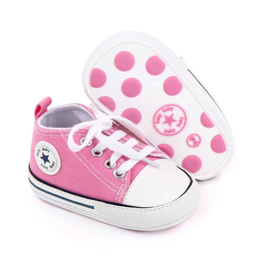 Unisex Baby Girls Boys Canvas High-top Shoes, Newborn Infant Anti-Slip Soft Sole Frist Walking Breathable Sneakers