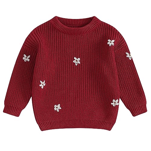 Mubineo Baby Girl Winter Clothes Cute Flower Sweater Crewneck Pullover Long Sleeve Knit Newborn Infant Sweaters