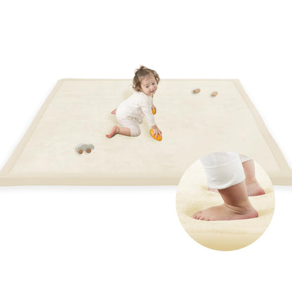1.3" Thick Baby Play Mat,Ultra Soft Elasti-Foam 50×50 Playpen Mat for Tummy Time,Water-Repellent Coral Fleece Nursery Rug for Infants,Toddlers,Kids,Non-Slip Safe for Crawling(Light Grey)