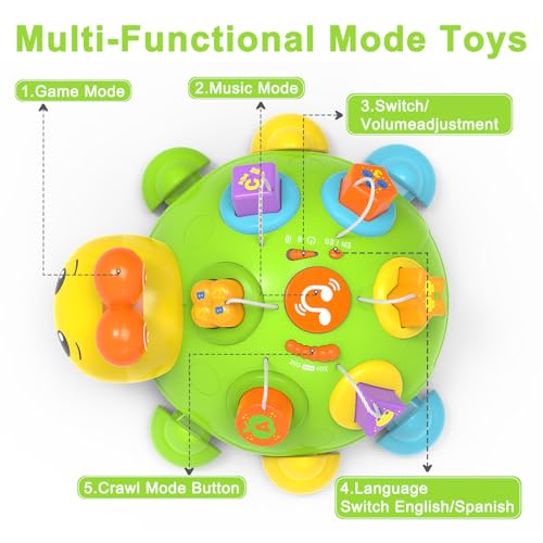 Baby Musical Ladybug Crawling Toys,Baby Toy 6-12 Months with Light-up Music, Early Educational Learning Montessori Toy, Infant Gift Toys for 7 8 9 10 11 Months 1-2 Years Old Newborn Girls (Pink)