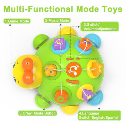 Baby Musical Ladybug Crawling Toys,Baby Toy 6-12 Months with Light-up Music, Early Educational Learning Montessori Toy, Infant Gift Toys for 7 8 9 10 11 Months 1-2 Years Old Newborn Girls (Pink)
