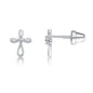 Cherished Moments Girl's 14K Dainty Gold-Plated or Sterling Silver Infinity Cross Earring with CZ and Screw Back