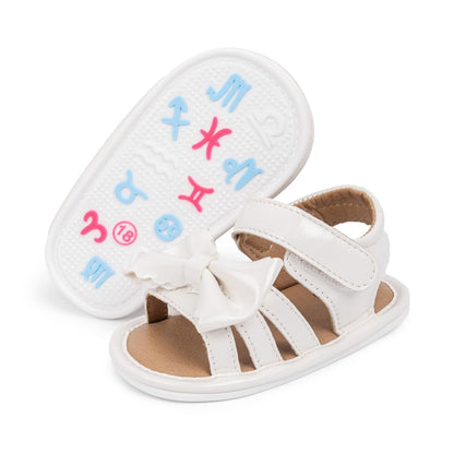 Babelvit Infant Baby Girl Boy Sandals Comfort Premium Summer Outdoor Casual Beach Shoes with Flower Bowknot Anti Slip Rubber Sole Newborn Toddler Prewalker First Walking Shoes