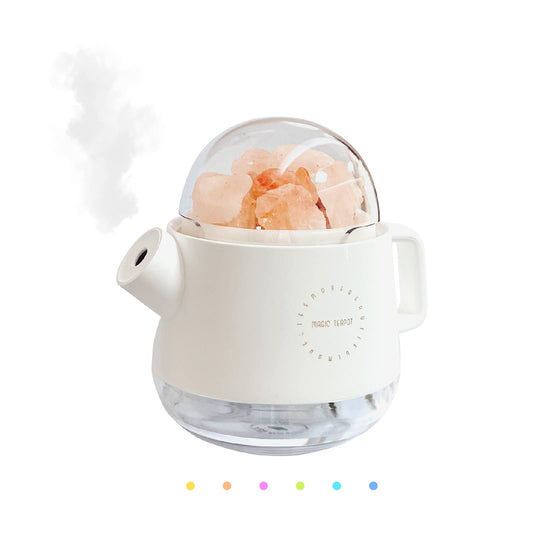 GKI 3-in-1 Salt Lamp Humidifier, 360ml Portable Aromatherapy Diffuser, with Color Night Lamp for Home, Bedroom, Yoga, Office, Gift. (White)