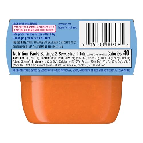 Gerber 1st Foods Baby Food Banana Puree, Natural & Non-GMO, 2 Ounce Tubs, 2-Pack (Pack of 8)