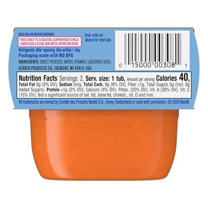 Gerber 1st Foods Baby Food Banana Puree, Natural & Non-GMO, 2 Ounce Tubs, 2-Pack (Pack of 8)