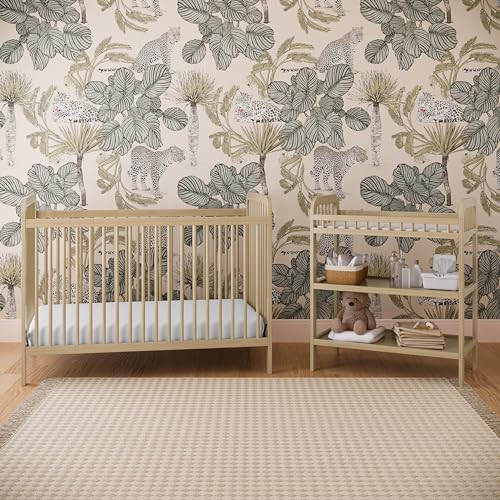 Storkcraft Pasadena Changing Table with Water-Resistant Changing Pad (Driftwood) - GREENGUARD Gold Certified, Includes Bonus Water-Resistant Changing Pad with Safety Strap, 2 Open Shelves