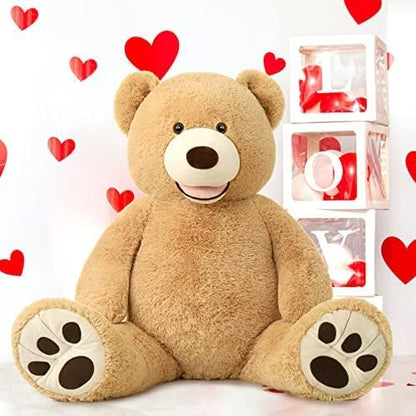 MorisMos Smile Giant Teddy Bear, 51inch Large Stuffed Bears with Big Footprints, Big Stuffed Animals Cuddly Plush Gifts for Girlfriends, Boyfriend, Dark Brown