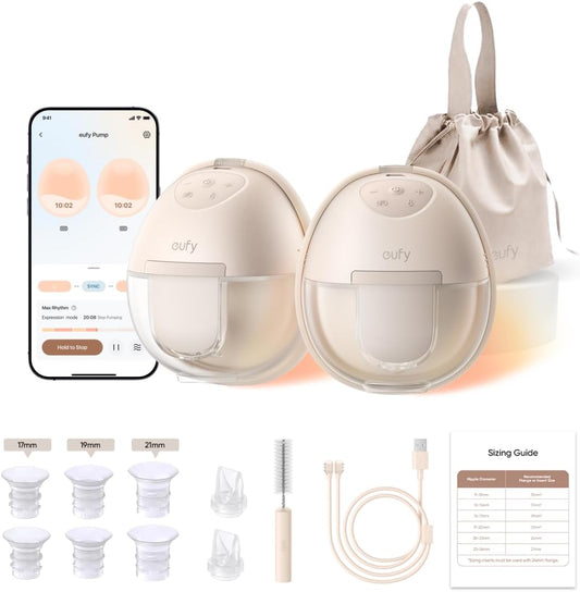 eufy Heated Wearable Breast Pump S1, Hands-Free Breast Pump with Industry-Leading HeatFlow™ Tech, App-Controlled OptiRhythm™, Hospital-Grade Suction, Leakproof, Slim and Ultra-Quiet for in-Bra Use
