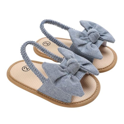 Baby Girls Bow Knot Sandals Flat Non-Slip Patchwork Princess Shoes Infant First Walking Slipper Shoes Beach Sandals