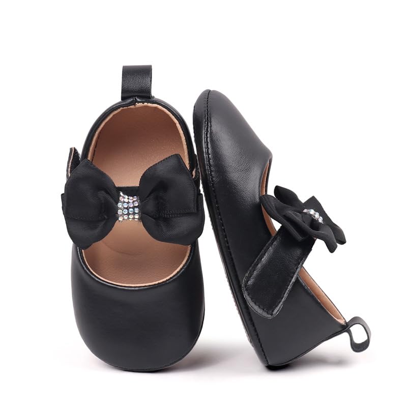HsdsBebe Infant Baby Girls Mary Jane Flats Bow Non-Slip Soft Sole Princess Toddler First Walkers Sneaker Wedding Dress Shoes