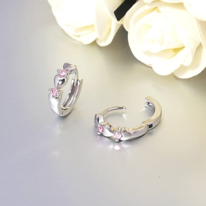 CiNily 14K White Gold Plated Small Hoop Earrings for Women Girls Heart Cubic Zirconia Hypoallergenic Earrings