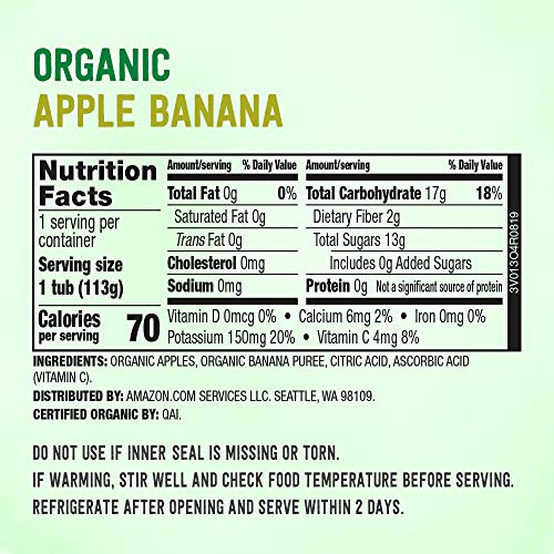 Amazon Brand - Mama Bear Organic Baby Food, Fruit Variety Pack, Apples, Apple Berry Blend, Bananas, Pears, vegetarian, 4 ounce (Pack of 12)