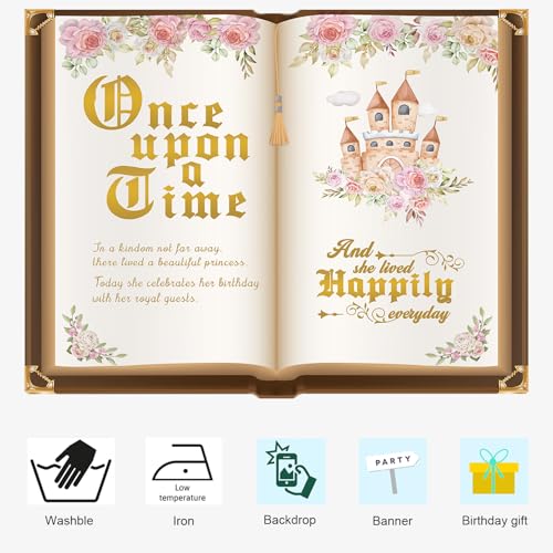 Custom Girl Birthday Backdrop Banner – Princess Fairy Tale Party Decor, Personalized Premium Photo Booth Background for Birthdays, Baby Showers – Durable, Reusable, Easy to Hang (5x7ft)