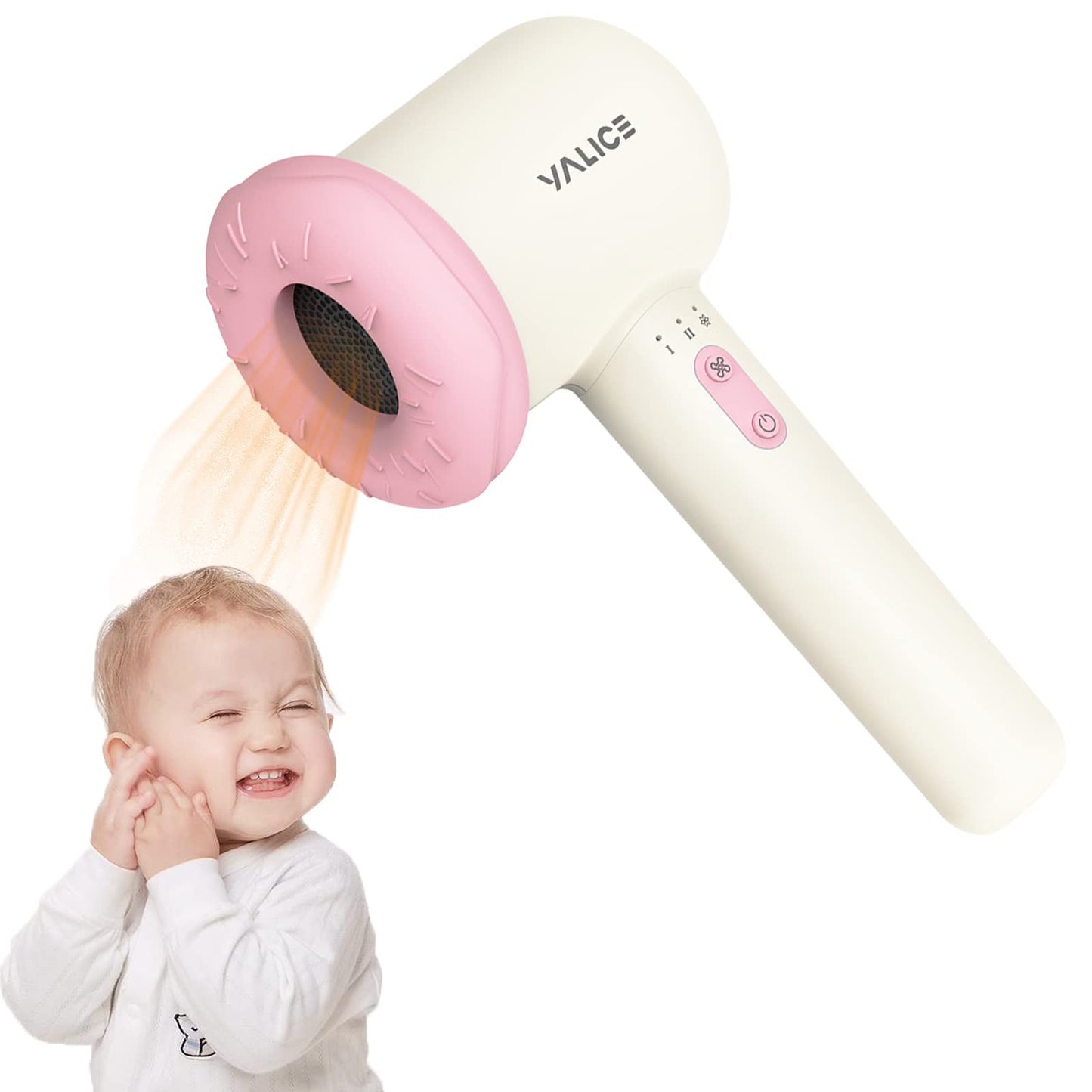 Cordless Baby Hair Dryer for Infant, Low Heat Gentle Air Rechargeable Small Hair Blow Dryer for Baby Butt Skin with 3 Speed Settings, 0-3 Years Using (Khaki)