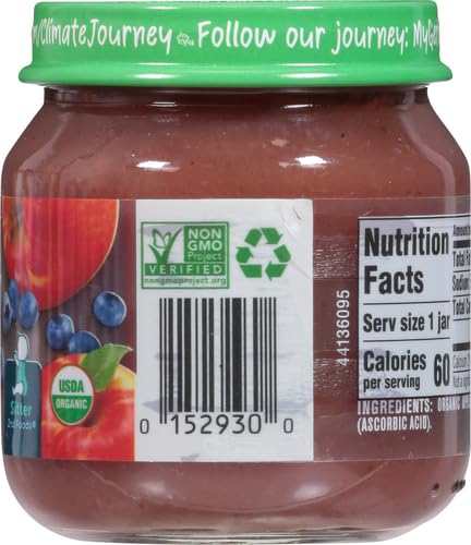 Gerber Stage 2 Baby Food, Organic Apple Spinach with Kale Jar, Fruit & Veggie Puree, Vitamin C, Non-GMO, Baby Food Puree Jars Glass