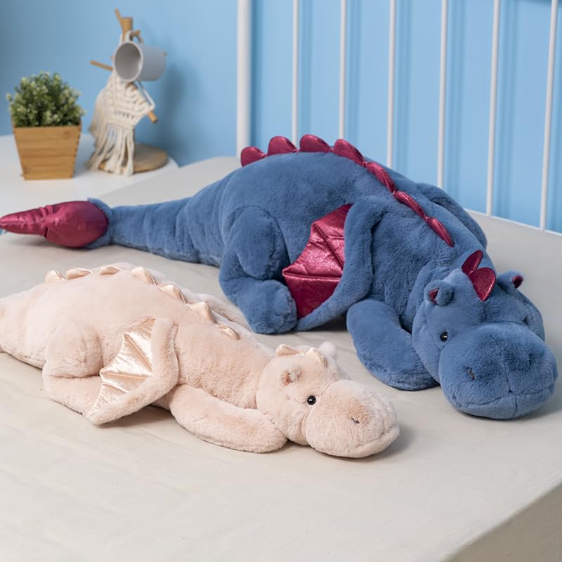 43.3Inches 7Lbs Blue Weighted Dragon Stuffed Animal, Large Blue Weighted Dragon Plush Toy for Kids and Adults(2025 Update Version)