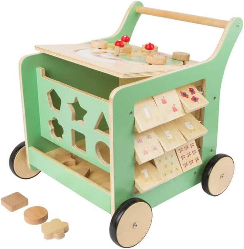 Wooden Toys Premium Pastel Wooden Baby Walker and playcenter Move it! Designed for Toddlers 12+ Months, Multi (10947)