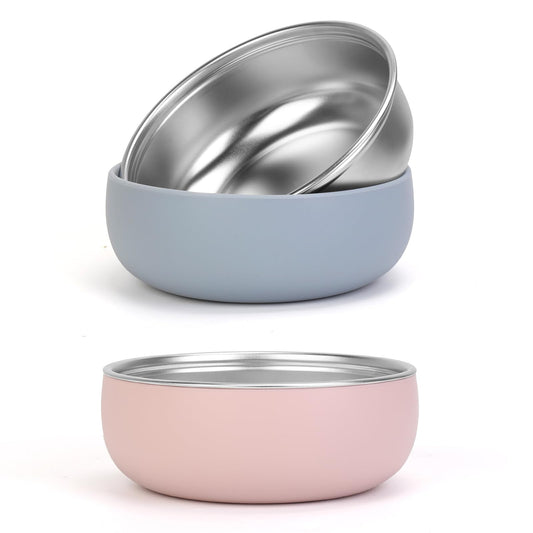 ShineMe 4 pack Baby Bowls, 5 Inches Wide Stainless Steel Bowls for Kids with Removable Colorful Silicone Sleeve, Unbreakable Toddler Bowls for Soup, Cereal, Yogurt, Snacks...