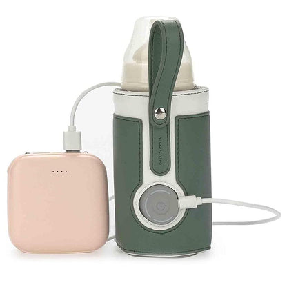 Bottle Warmer Bag 3 Temperature Adjustable Portable Baby Bottle Warmer for Connecting to Mobile Power