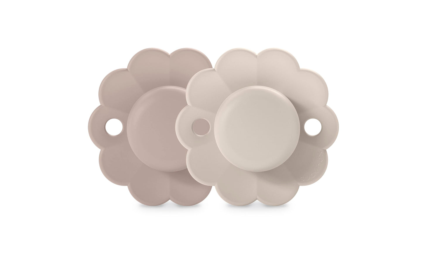 Suavinex Wonder Baby Pacifier, SX Pro Silicone Nipple, Reversible, Non Irritating Shield Design, 2 Pk Pacifiers 0-6 Months, Made in Europe, Mauve/Chalk