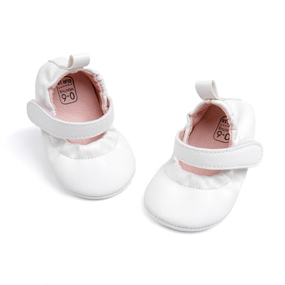 Meckior Infant Baby Girls Boys Handmade Princess Flats Toddler First Walkers Soft PU Leather Non-Slip Crib Wedding Dress Shoes